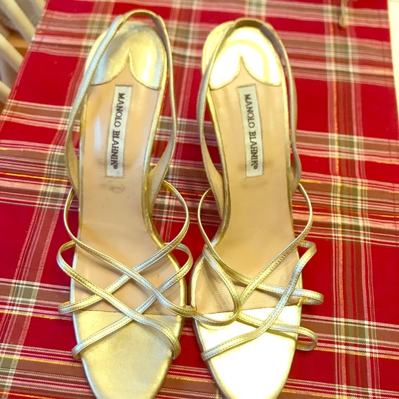 Manolo Blahnik Shoes - SOLD Manolo Blahnik Gold Strappy Sandals
